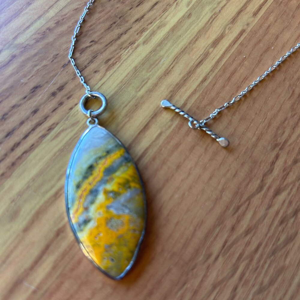 Bumblebee Jasper Necklace Pendant 20"